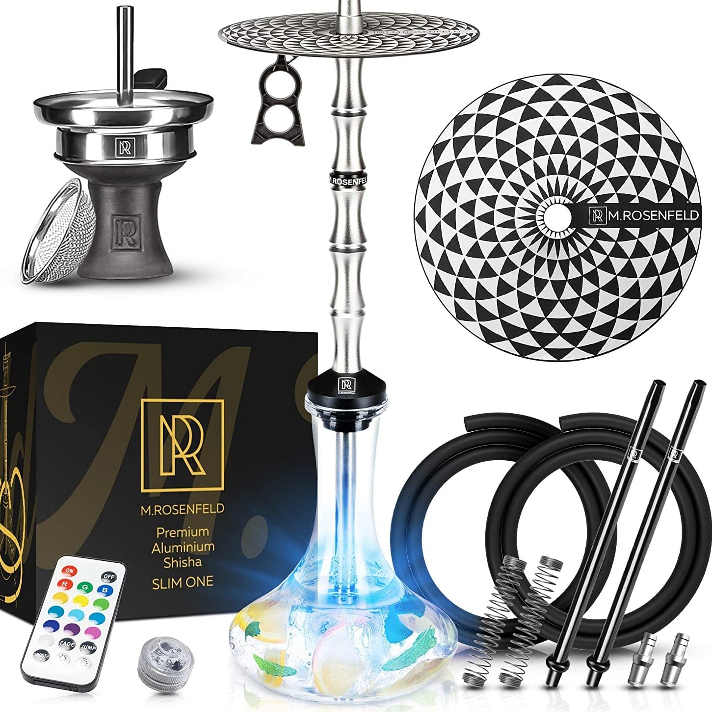 m-rosenfeld-slim-one-shisha-set-2-schl-uche-75-cm-mit-led image 1