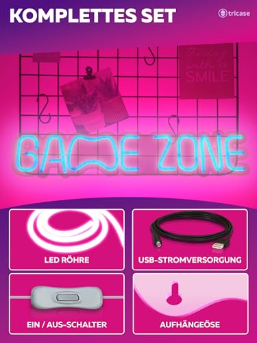 tricase-game-zone-led-lichtzeichen-warmwei-usb-acryl image 3