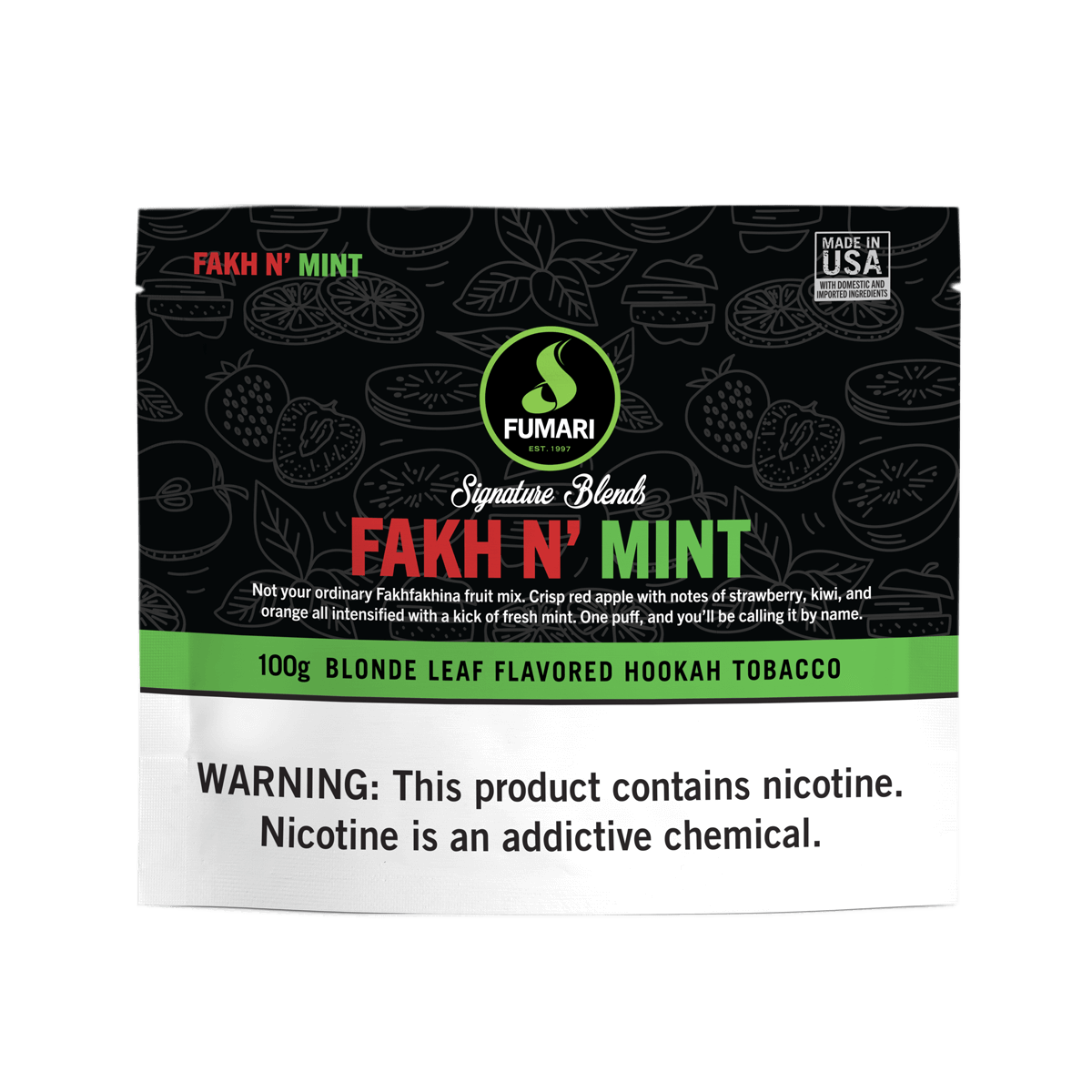 fumari-fakh-n-mint-shisha-tabak-apfel-minze-100g image 1