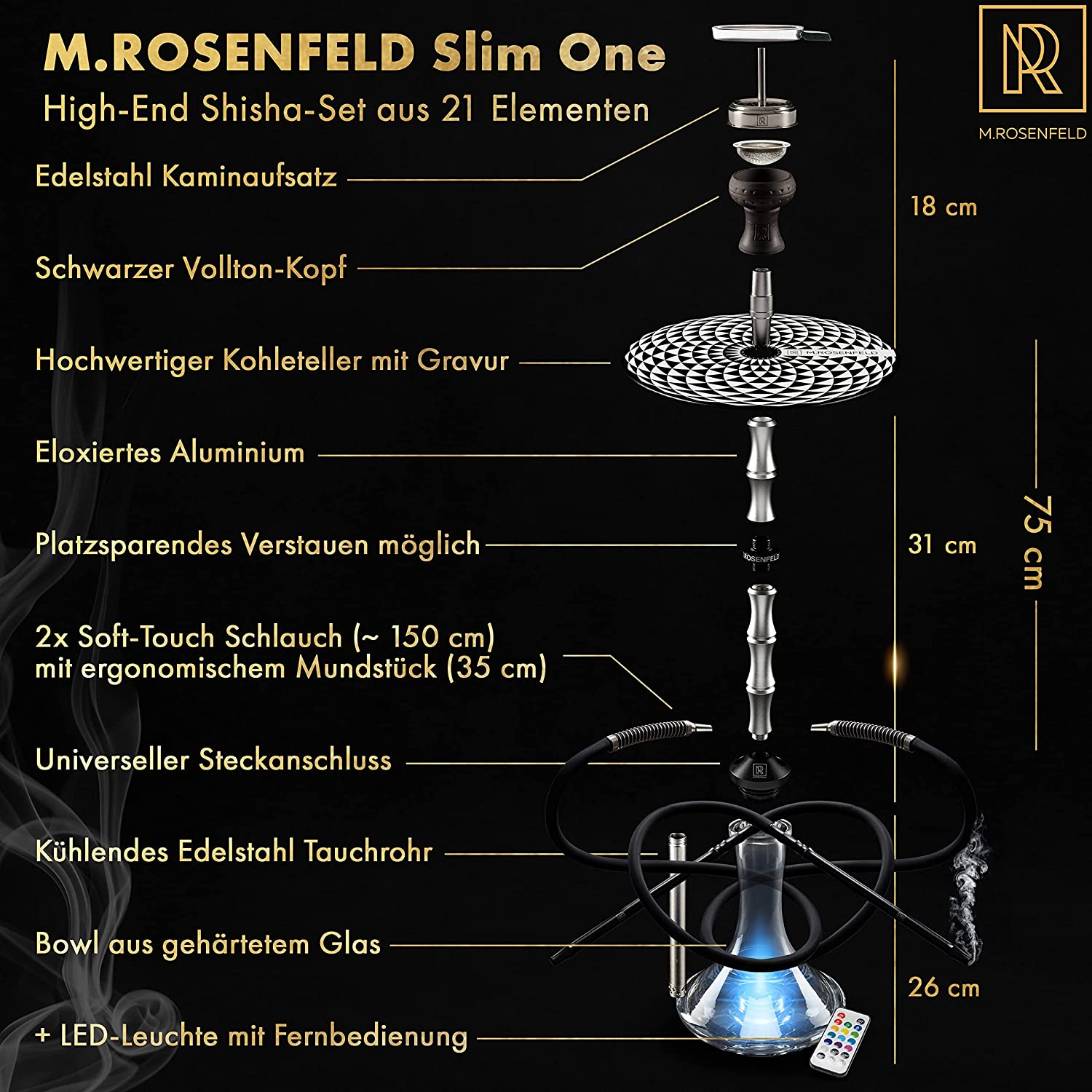 m-rosenfeld-slim-one-shisha-set-2-schl-uche-75-cm-mit-led image 2