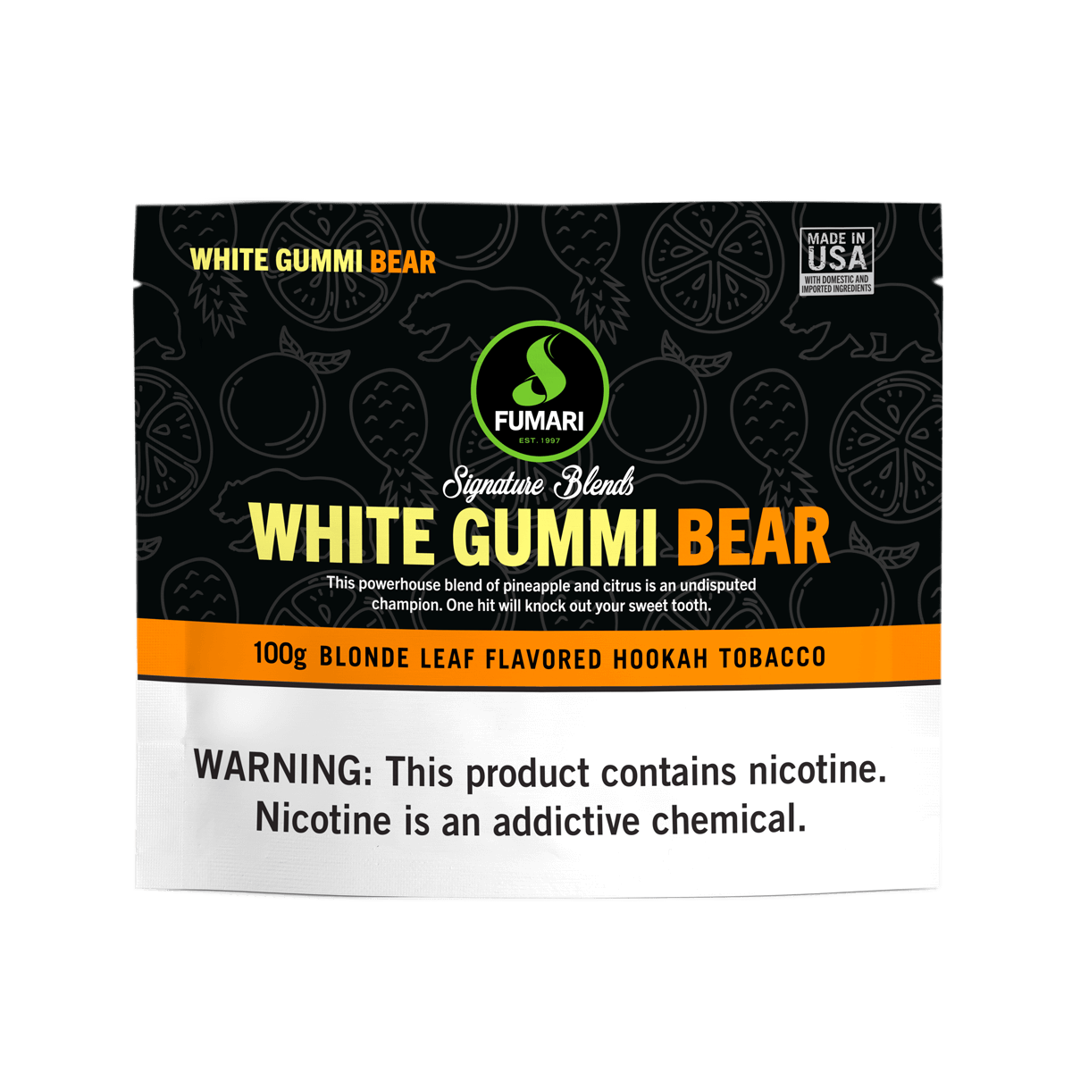 fumari-white-gummi-bear-shisha-tabak-100g-ananas-citrus image 1