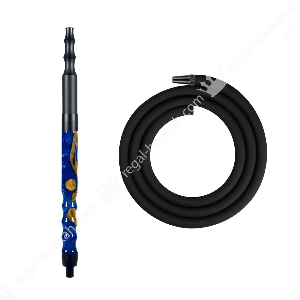 regal-hookah-epoxy-blue-wood-schlauch-set-silikon image 1